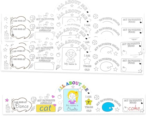 24 Sets All About Me Kronen-Bastelsets, zum Ausmalen Ihrer eigenen Papierkrone, Hüte mit elastischen DIY-Hüten für den ersten Schultag, Partyhüte für Kindergarten, Zuhause, Klassenzimmer, Schule 24 Sets All About Me Kronen-Bastelsets, zum Ausmalen Ihrer eigenen Papierkrone, Hüte mit elastischen DIY-Hüten für den ersten Schultag, Partyhüte für Kindergarten, Zuhause, Klassenzimmer, Schule von Generisch