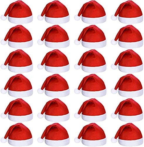 24pcs Non-Woven Cloth Santa Hat Red Christmas Caps for Adults and Children Christmas von Generisch