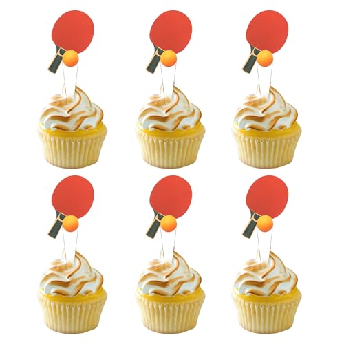 25 Stück Doppelseitiges Ping-Pong Cupcake Topper Ping-Pong Sport Kuchen Dekoration Sport Themed Party Dekoration Tischtennis Periphere Aktivitäten Dekorationn von Generisch