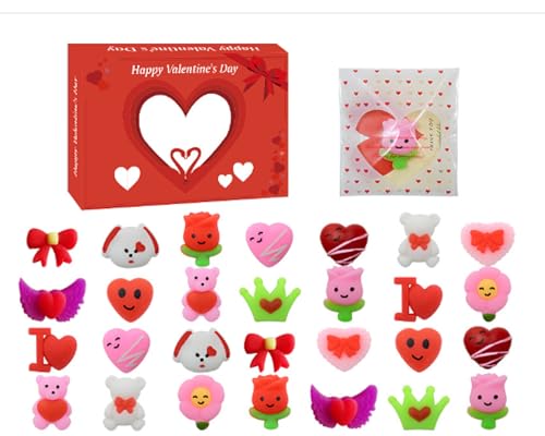 28pcs Adventskalender 2024 Valentinstag Herzförmiges Spielzeug Adventskalender Paare Valentinstag Musik Kinder Teenager Party Klassenzimmer Austauschkarte Paare Niedliches Lustiges Spielzeug von Generisch