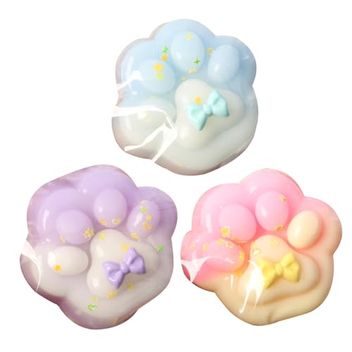 3 Stück Katze Pfote Squishy Spielzeug, Weiches Squeeze-Spielzeug, Squeeze-Fidget-Spielzeug, Lustige Silikon Katze Pfote Stress Relief Sensorik Spielzeug von Generisch