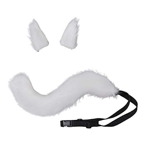 3 Stück Wolf Tier Cosplay Set Füchse Ohren Haarspangen Kopfschmuck Plüsch Schwanz Halloween Party Kopfbedeckung Styling Werkzeuge von Generisch