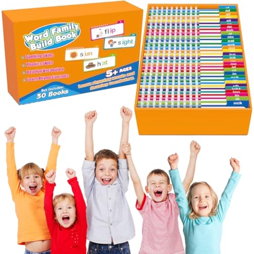 30 Lese- und Reim-Bücher, Wortfamilien, Buchstaben-Sound-Karten, Wortfamilien, Lernkarten, Lernspiele für Kinder von Generisch