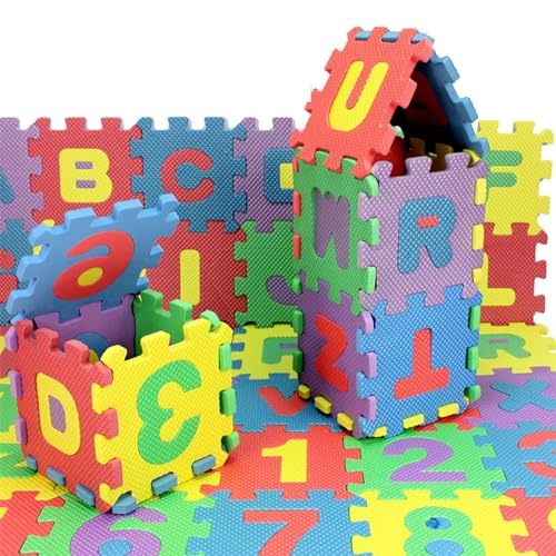 36PCS Schaumstoff Puzzlematte, Weich Eva-Schaum Sicherheit Spielmatte Lernen Buchstaben Zahlen Puzzlespiel für Baby Kinder (Groß) von Generisch