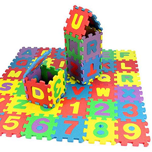 36PCS Schaumstoff Puzzlematte, Weich Eva-Schaum Sicherheit Spielmatte Lernen Buchstaben Zahlen Puzzlespiel für Baby Kinder (Klein) von Generisch