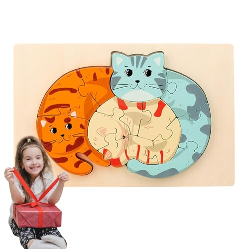 3D-Cartoon-Puzzle für Kinder, pädagogisch wertvolles 3D-Cartoon-Puzzle, 3D-Puzzles Lernpuzzles aus Holz, Lernspielzeug-Puzzles für Kleinkinder im Alter von 1–3 Jahren, Zuhause, Reisen, Kultivieren von Generisch