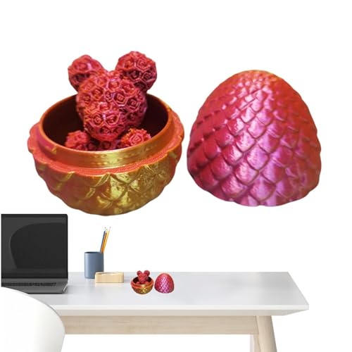 3D-Gedruckter Bär, 3D-Drachenei - 3D-gedrucktes Drachenei mit ,Sammelbares Osterei-Bär-Spielzeug, Drachen-Ostereier, kreatives Schreibtischspielzeug, Osterkorbfüller von Generisch