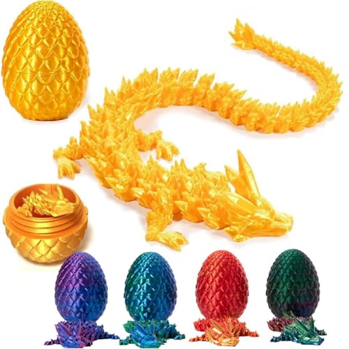 3D-Gedruckter Drache, 3D-gedrucktes Tierspielzeug, voll beweglicher Kristalldrache mit Drachenei, Home Office Executive Desk Toys Geschenk für Kinder Erwachsene (B) von Generisch