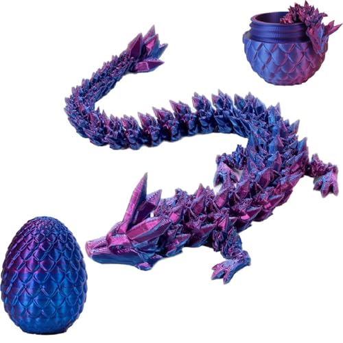 3D-Gedruckter Drache, 3D-gedrucktes Tierspielzeug, voll beweglicher Kristalldrache mit Drachenei, Home Office Executive Desk Toys Geschenk für Kinder Erwachsene (D) von Generisch