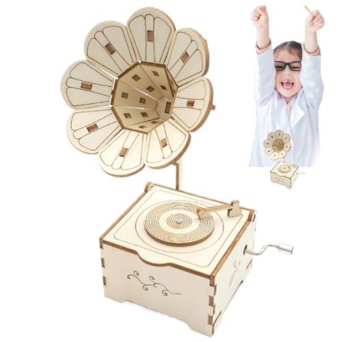 3D-Holzpuzzle Grammophon, Spieluhr-Puzzle | Retro-Grammophon-Modell-Puzzle - 3D-Holzpuzzles Grammophon für Erwachsene und Kinder, Retro-Spieluhr für Heimdekoration von Generisch