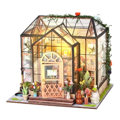 3D Miniature Greenhouse Kit - Tiny Doll House Kit für kreative Dekoration | Holz handgefertigtes Display -Set, Zimmer, Schlafzimmer, Bibliothek, Bücherregal, Weihnachten 3D Miniature Greenhouse Kit - Tiny Doll House Kit für kreative Dekoration | Holz handgefertigtes Display -Set, Zimmer, Schlafzimmer, Bibliothek, Bücherregal, Weihnachten von Generisch