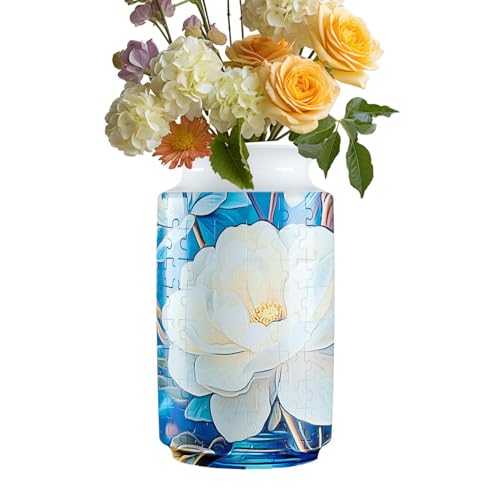 3D-Puzzle-Vase, Puzzle-Vase für Heimdekoration, Puzzle-Vase aus gebogenen Puzzleteilen, 3D Neuheit Erwachsene Trockenblumen Puzzle Pflanzenvase für Hotel, Restaurant, Küche von Generisch