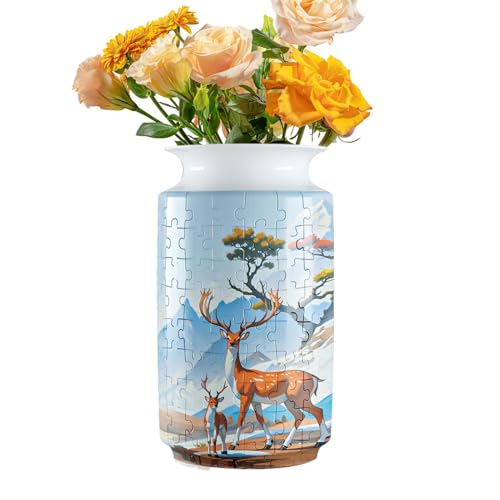 -Puzzle-Vase, Puzzle-Vase für Heimdekoration - Puzzle-Vase aus gebogenen Puzzleteilen | Neuartige Gebogene Kunst-Puzzle-Blumenvase für Kinder, Erwachsene und alle Altersgruppen von Generisch