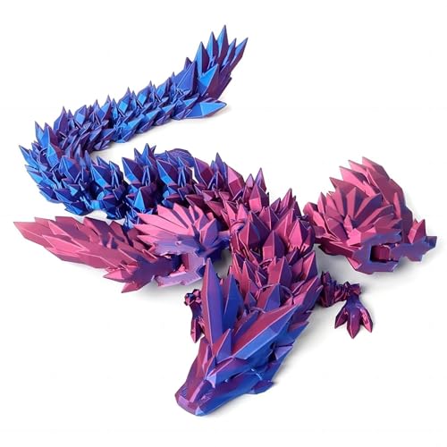 3D gedruckter Drache mit Flügeln, 3D gedrucktes Tierspielzeug, biegsames und flexibles Drachenspielzeug, Figurendekoration für Kinder und Erwachsene, Bürodekoration für Zuhause (Laser Violett) von Generisch