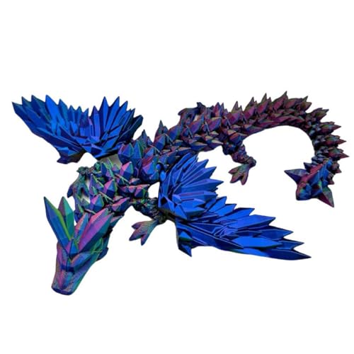 3D-gedruckter Drache mit Flügeln,3D-gedrucktes Tierspielzeug,3D-gedruckter flexibler Drache,Kristalldrache Zappelspielzeug,voll beweglicher Drache Kristalldrache,,Home Office Decor (Dunkelblau) von Generisch