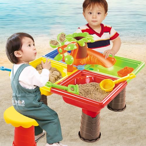 4-in-1 Sand Wasserspieltisch, 25 Piece Wasser Outdoor Aktivität Sommer Sand Spielzeug, Matschtisch Strandtisch für Kinder, Garden Sandpit Play Set Beach Toy Moulds, Colorful 4-in-1 Sand Wasserspieltisch, 25 Piece Wasser Outdoor Aktivität Sommer Sand Spielzeug, Matschtisch Strandtisch für Kinder, Garden Sandpit Play Set Beach Toy Moulds, Colorful von Generisch