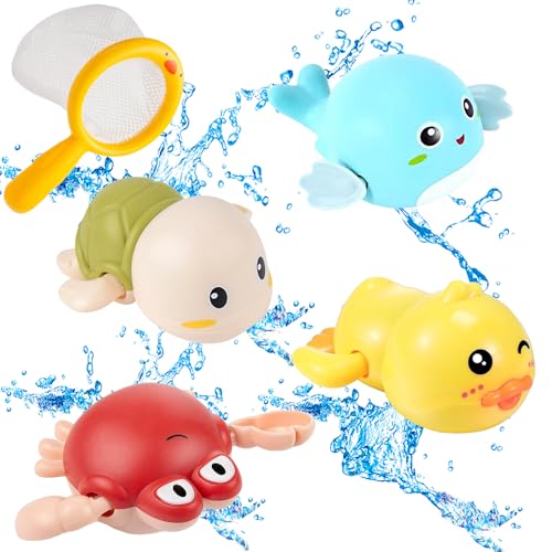 5 Stücke Baby Badewannenspielzeug, Badespielzeug Baby ab 1 Jahr, Wasserspielzeug Baby, Badewannenspielzeug mit Schwimmendem für Babys, Geschenk für 3 4 5 6 + Jahre Kleinkind Jungen Mädchen von Generisch