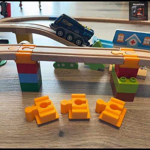 5'er Set Duplo Adapter für Deine Holzeisenbahn - kompatibel Brio IKEA Lillabo Eichhorn (Orange) von Generisch