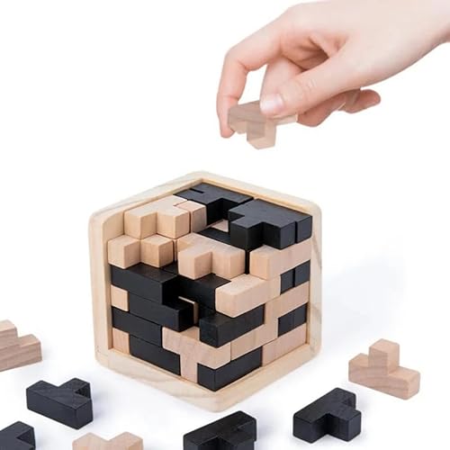 54 Stück Holz IQ Würfelpuzzle, Lernspielzeug für Teens und Erwachsene, Spaßiges Denkspiel für alle Altersgruppen von Generisch