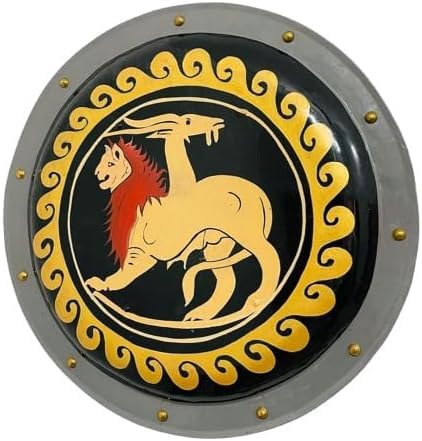 55,9 cm mittelalterliches Schild Löwen Wappen Mittelalterliche Wanddekoration Schild Halloween Kostüm Schild Griechischer Hoplite Schild Schwarz/Gelb von Generisch