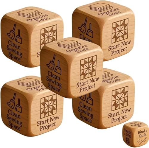 5Stk Quilter's Dice | 5cm Holzwürfel zum Nähen | Kreative Quilten Würfel mit 6 Gravierten Quiltaufgaben | Handgefertigte Gravierte Holz Basteln Entscheidungs Würfel für Näherinnen Geschenk 5Stk Quilter's Dice | 5cm Holzwürfel zum Nähen | Kreative Quilten Würfel mit 6 Gravierten Quiltaufgaben | Handgefertigte Gravierte Holz Basteln Entscheidungs Würfel für Näherinnen Geschenk von Generisch