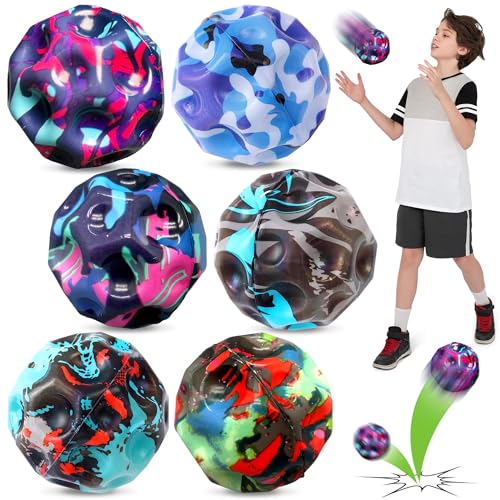 6 Stück Jump Ball Spielzeug Galaxy, Moon Ball Spielzeug,Hohe Springender Gummiball, Hüpfende Bälle in 6 Farben, 7cm Planeten Hüpfbälle Jump Ball, Bouncing Ball Springball für Kinder von Generisch