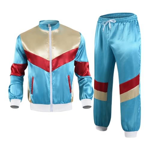 80er 90er Jahre Outfit Herren Damen 80er Trainingsanzug Jacke Hose Anzug, 90er Jahre Jogginganzug Herren, Retro 80er Jahre Kostüm für Erwachsene 80Er Jahre Outfit Herren Mottoparty KostüM Herren Tier von Generisch