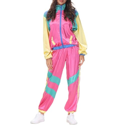 80er Jahre Outfit Damen Bad Taste Outfit 2025 Trainingsanzug Kostüm Set Lustig Faschingskostüme Elegant Faschingskostüme Geschenke Für Damen Karneval Party 2025 Punker Kostüm Set von Generisch