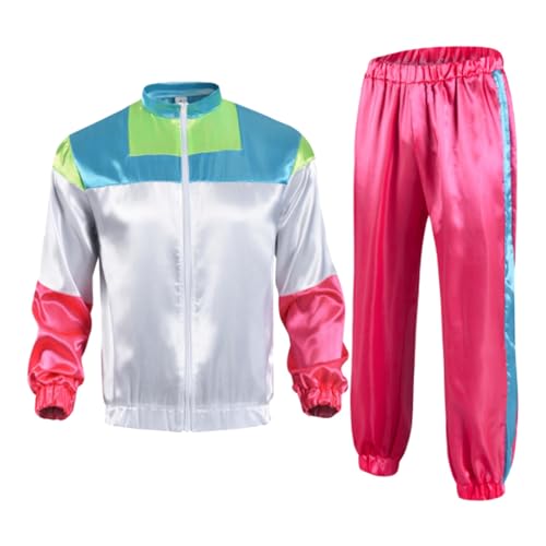 80er Jahre Outfit Damen Set,80er Jahre Workout Kostüme Für Damen,90er 80er Jahre Outfit Damen Accessoires,80er Jahre Accessoires Neon Thema Party Kostüm Damen 80er Jahre Faschingskostüm Anzug von Generisch