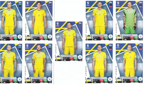 9 Stück Nationalspieler Update Team Ukraine UKR 1-9 Fußball Sammelkarten Topps Euro 2024 von Generisch