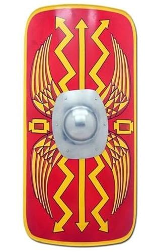 91,4 cm mittelalterlicher römischer Rüstungsschild Legion Scutum Schild Stahl historische Ritter Kampfschild Cosplay Römer LARP Rüstung Schild Halloween von Generisch