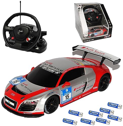 A*U*D*I R8 LMS 24H Nürburgring Winkelhock Silber mit Lenkrad RC Funkauto -inklusive Batterien- sofort startklar 1/18 Modell Auto von Generisch