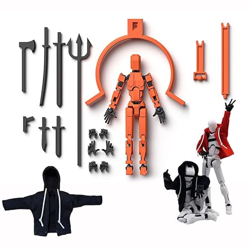 Actionfigur mit Kapuzenpullover, 3D-Druck, mehrgelenkige Actionfiguren, Schnuller, 13 magnetische Actionfiguren-Set, Zubehör von Generisch