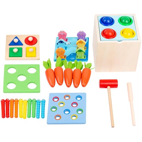 Activity Box - Tragbares Kinderspielzeug, Leichtes Matching Game Sorting | Langlebige Farberkennung Stapeling Geometrisches Board, Interactive Matching Game Carots Harvest für Kleinkind von Generisch