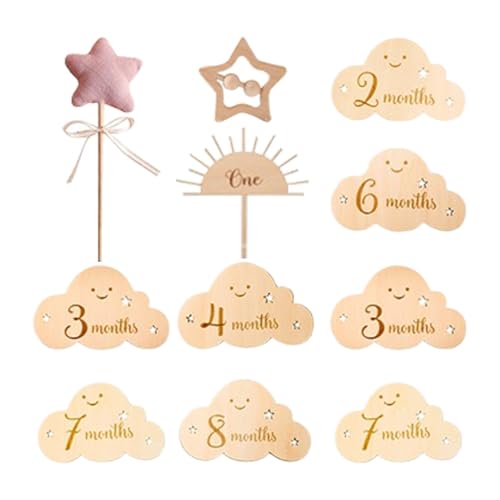 Adorable Milestones Baby Cards, Sturdy Wooden Photo Cards Monthly Milestones Marker Discs, Multifunctional Exquisite Photography Props, Baby Growth Cards for Children's Day von Generisch