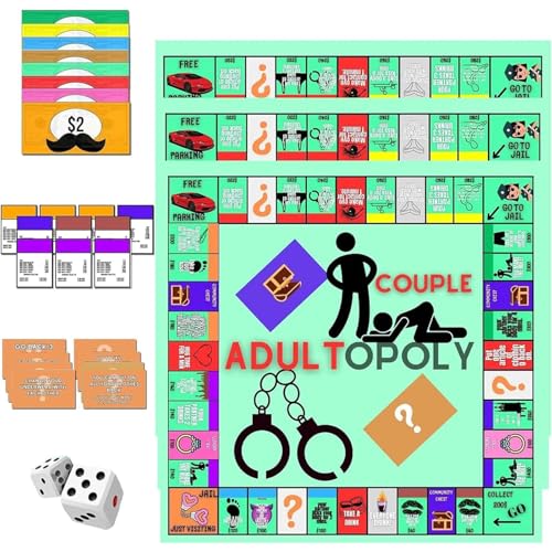 Adultopoly Board Game, Couple Adult Opoly Board Game, Couple Game Card Board Game Props, Couple Games for Date Night (3 Pcs) von Generisch