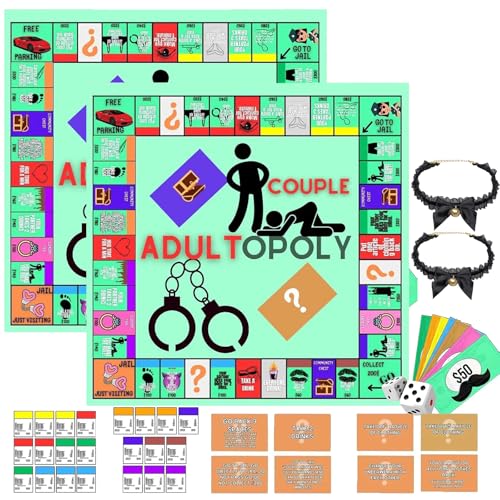 Adultopoly Board Game, Couple Adultopoly Board Game, Couples Adult Monopoly Game, Couple Adult Opoly Board Game, Couple Game Card Board Game Props (2PCS) von Generisch