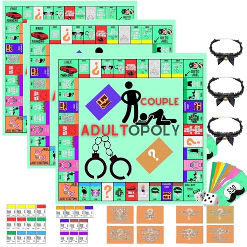 Adultopoly Board Game, Couple Adultopoly Board Game, Couples Adult Monopoly Game, Couple Adult Opoly Board Game, Couple Game Card Board Game Props (3PCS) von Generisch