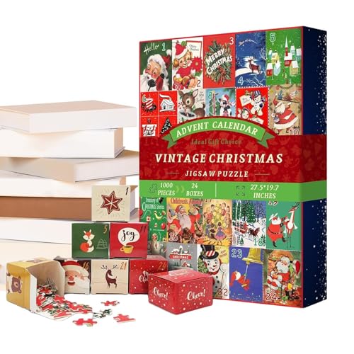 Adventspuzzle,Puzzle-Adventskalender | Weihnachts-Countdown-Puzzle 1000 Teile Weihnachtspuzzle - Exquisite lustige Weihnachtspuzzles 2024 für Verliebte und Freunde von Generisch