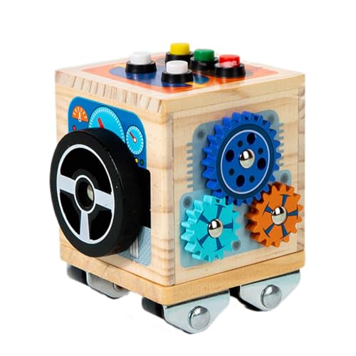 Aktivitätswürfel, Lernaktivitätswürfel, Bus-Design-Lernauto-Aktivitäten-Würfel, Flugzeug-Autospielzeug für Kleinkinder, pädagogisches Zappelspiel, Motorik-Verbesserer aus Holz für und Mädchen von Generisch