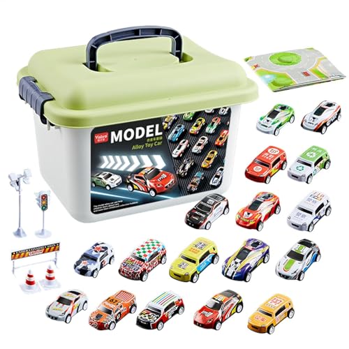 Alloy Racing Aufbewahrungsbox | Alloy Trägheit Rennwagen Spielzeug Modellbausatz | Pull Back Spielzeug Set mit Spielzeugaufbewahrung | Kinderfahrzeuge Auto Set Modellfahrzeug Set für Spielpreise für von Generisch