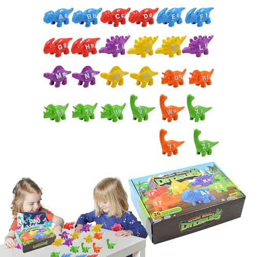 Alphabet-Dino-Match,Alphabet-Dino-Matching-Spielzeug - Bunte Buchstabenrätsel für Vorschulkinder | Lustiges Feinmotorikspielzeug für Vorschulkinder, pädagogischer Alphabet-Dinosaurier für und Mädchen von Generisch