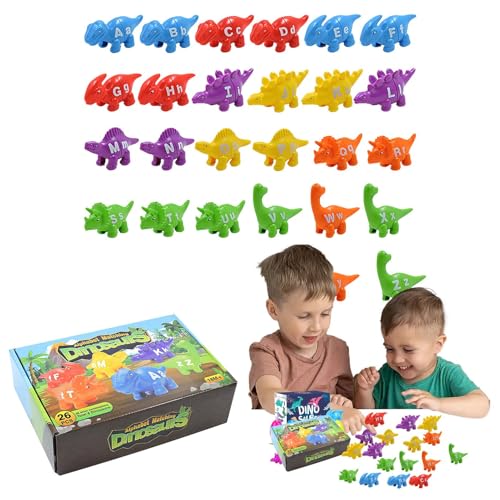 Alphabet Dinosaurs, Matching Learning Toy, Letter Dinosaur Matching, Game Preschoolers, Colorful Letter Puzzles to Enhance Fine Motor Skills Ideal for Boys Aged 3-6 to Boost Learning von Generisch