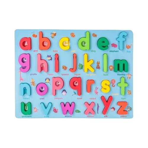 Alphabet-Holzpuzzle, Buchstabenpuzzle für Kleinkinder, Abwaschbares buntes Buchstabenpuzzle aus Holz für Kinder, Frühe Lernaktivitäten, pädagogisches dekoratives Puzzlebrett für, Mädchen, Kinder von Generisch