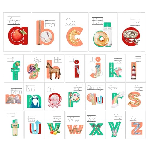 Alphabet-Lernkarten-Set, Lernkarten für frühes Lernen, Alphabet-Lernkarten 2–4 Jahre, Lernen von Farben,Formen,Tieren,ABC-Buchstaben,Sichtwörtern,Alphabetlernen und Buchstabenerkennung für Kleinkinder von Generisch