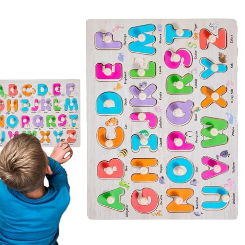 Alphabet-Puzzle-Steckbrett, Vorschulpädagogik-Steckpuzzle-Set | Zahlenform-Puzzles für Kleinkinder,Pädagogische Stecktafel-Steckpuzzles für Kinder, und Mädchen von Generisch