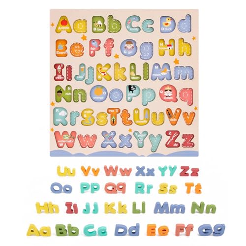 Alphabet Puzzle aus Holz, Klein- und Großbuchstaben aus Holz für Kinder, Lernspielzeug Matching Aktivität für Kindergarten Vorschule Kinder Alphabet Puzzle aus Holz, Klein- und Großbuchstaben aus Holz für Kinder, Lernspielzeug Matching Aktivität für Kindergarten Vorschule Kinder von Generisch