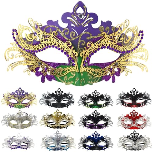 Amazon Angebote Heute,Maskenball Damen Schwarz,Venezianische Maske Damen Gesicht Verkleidung Herren Masquerade Mask Anonymous Maskenball Ball Therian Masken Kostüm Carnival Für,Dunkelviolett,A von Generisch