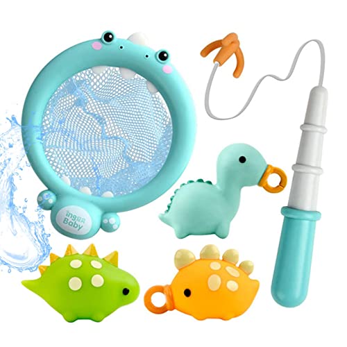 Angelspiele für Badewanne, Fischereinetzbadspielzeug - Quietschende schwebende Tiere Wasser Squirt Spielzeug,Dinosaurierdesign, feine motorische Fähigkeiten, Verbesserung der Badewanne, die Set für Mä von Generisch