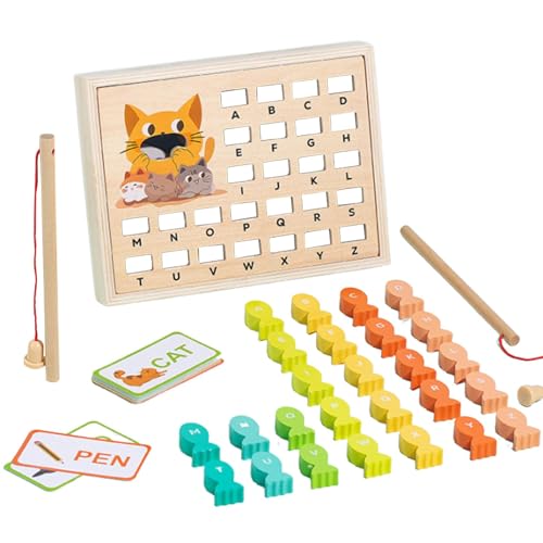 Angelspielspielzeug aus Holz, magnetisches Angelspiel für Kinder - Feinmotorikspielzeug mit Zahlen - Feinmotorik-Spielzeug, Farbsortierung, Vorschul-Lernen, Formsortierer, pädagogisches Spielset von Generisch